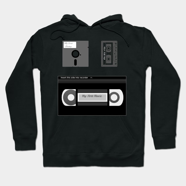 Vintage Geek Retro Husband 80s 90s Diskette Cassette print Hoodie by merchlovers